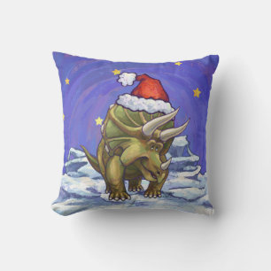 Triceratops Christmas Cushion