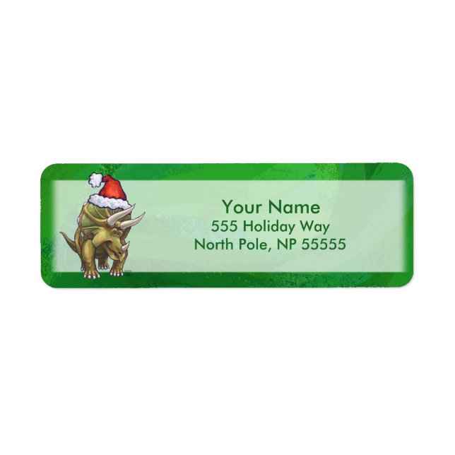 Triceratops Christmas Green Return Address Label (Front)
