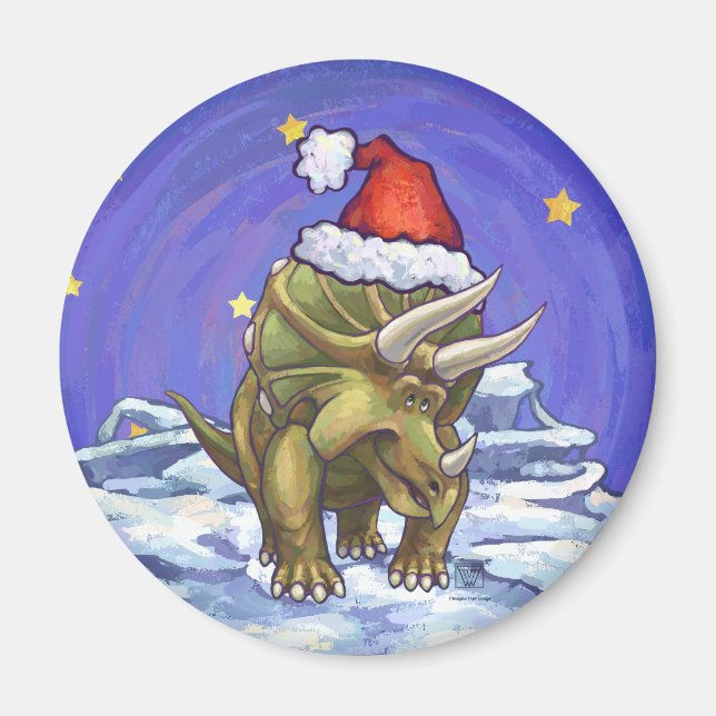 Triceratops Christmas Magnet (Front)