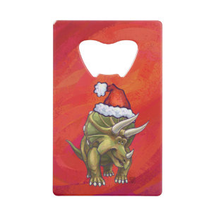 Triceratops Christmas On Red