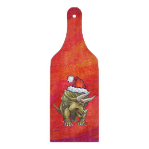 Triceratops Christmas On Red Cutting Board
