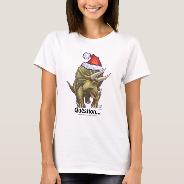 Triceratops Christmas T-Shirt (Front)