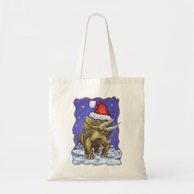 Triceratops Christmas Tote Bag (Front)