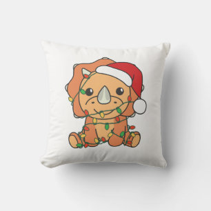 Triceratops Christmas Winter Animals Holiday Dinos Cushion