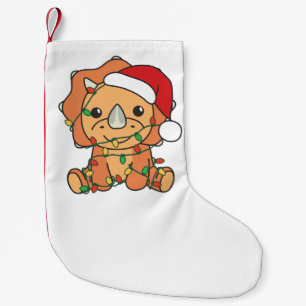 Triceratops Christmas Winter Animals Holiday Dinos Small Christmas Stocking