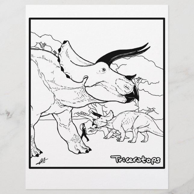 Triceratops - Colouring Page. (Front)
