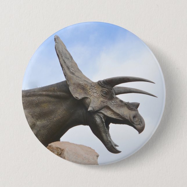 Triceratops Dinosaur 7.5 Cm Round Badge (Front)