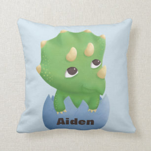 Triceratops Dinosaur Baby Boy Nursery Throw Pillow