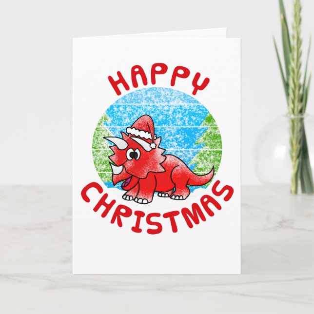 Triceratops Dinosaur Christmas Card Funny (Front)