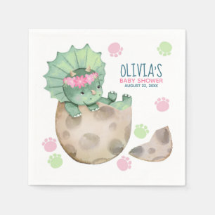 Triceratops Dinosaur Girl Baby Shower Napkin