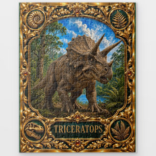 Triceratops Dinosaur, Jewelled Heirloom Art Jigsaw Puzzle
