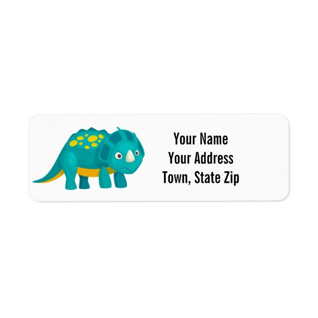 Triceratops Dinosaur Return Address Label (Front)
