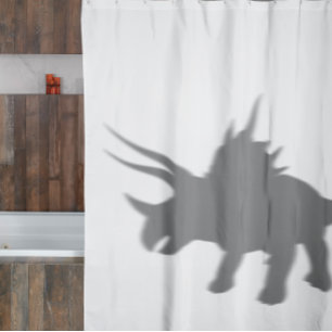 Triceratops Dinosaur Silhouette Shadow Behind Shower Curtain