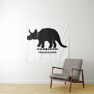 Triceratops Dinosaur Silhouette Tapestry