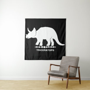 Triceratops Dinosaur Silhouette Tapestry