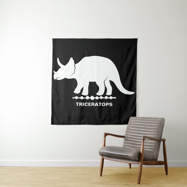 Triceratops Dinosaur Silhouette Tapestry (In Situ)