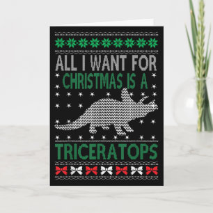 Triceratops Dinosaur Ugly Christmas Design Style F Card