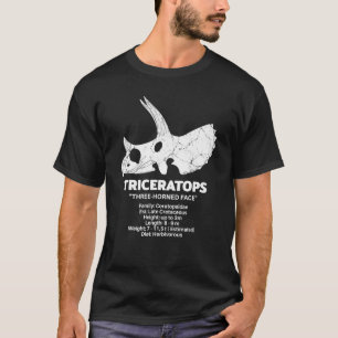 Triceratops Fossil Skull Dinosaur Fact Sheet T-Shirt
