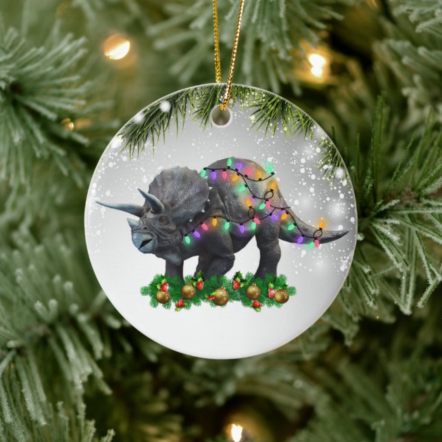 Triceratops Gift For Dinosaurs Lover Prehistoric Ceramic Ornament (Tree)