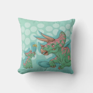 Triceratops Giving Flowers Cushion