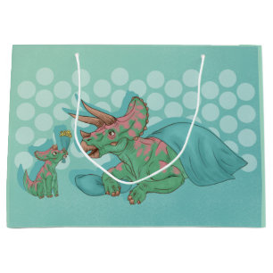 Triceratops Giving Flowers Large Gift Bag