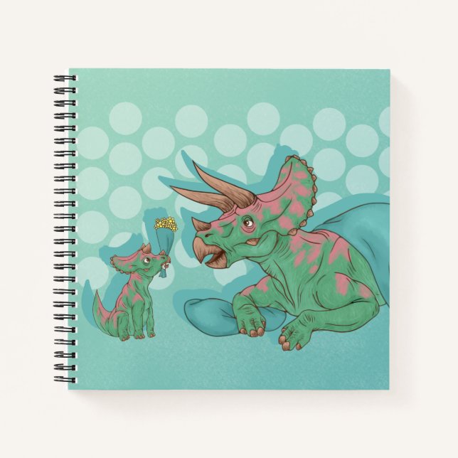 Triceratops Giving Flowers Notebook (Front)