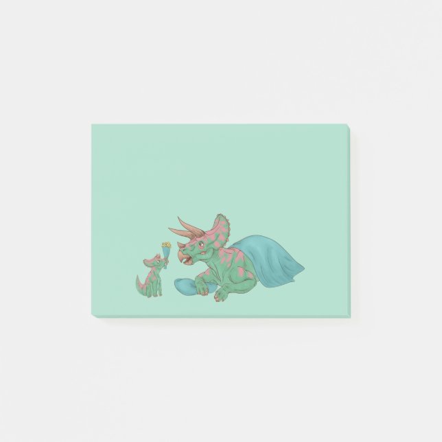 Triceratops Giving Flowers Post-it Notes (Front)