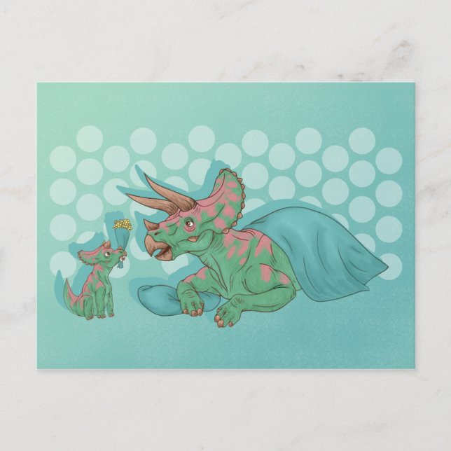 Triceratops Giving Flowers Postcard (Front)