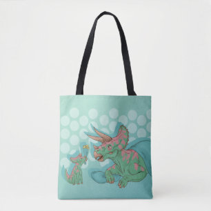 Triceratops Giving Flowers Tote Bag