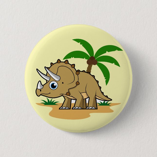 Triceratops In A Tropical Climate. 6 Cm Round Badge (Front)