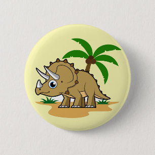 Triceratops In A Tropical Climate. 6 Cm Round Badge
