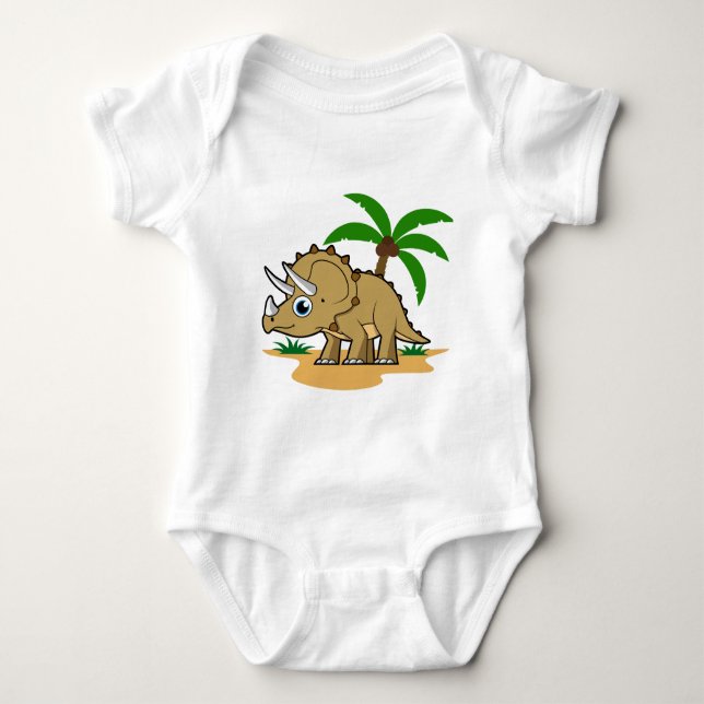 Triceratops In A Tropical Climate. Baby Bodysuit (Front)