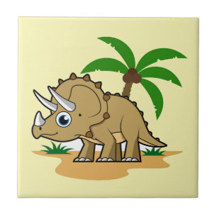 Triceratops In A Tropical Climate. Ceramic Tile