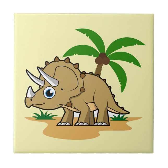 Triceratops In A Tropical Climate. Ceramic Tile (Front)