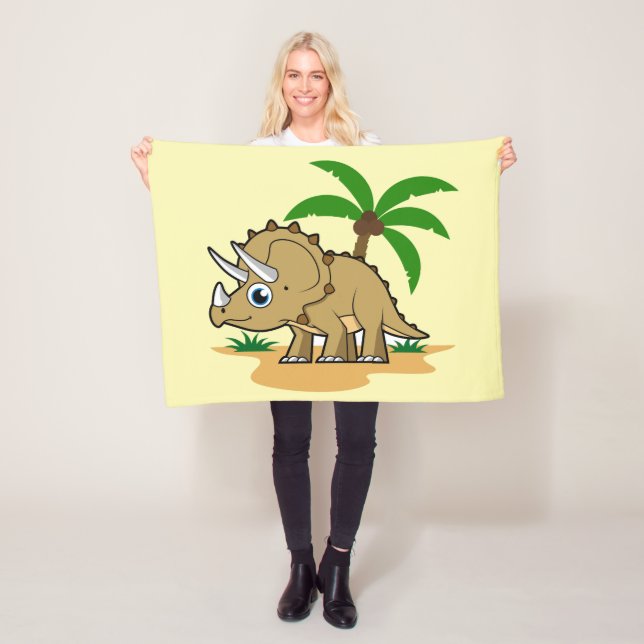 Triceratops In A Tropical Climate. Fleece Blanket (In Situ)