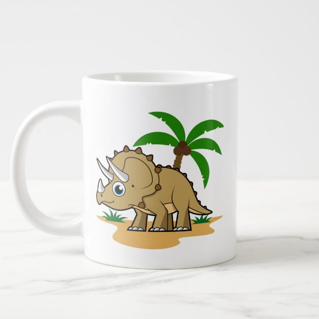 Triceratops In A Tropical Climate. Large Coffee Mug (Left)