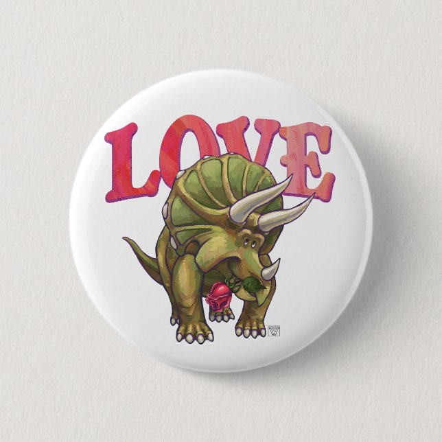Triceratops In Love Valentine's Day 6 Cm Round Badge (Front)