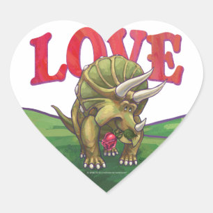 Triceratops In Love Valentine's Day Heart Sticker