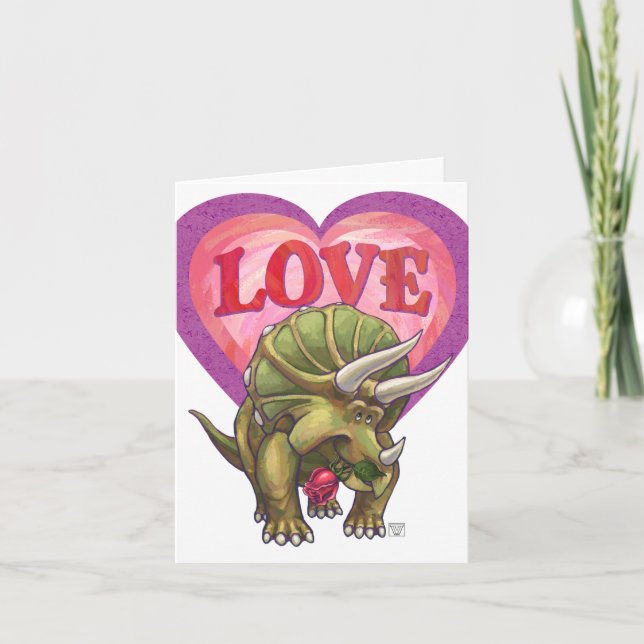 Triceratops In Love Valentine's Day Holiday Card (Front)