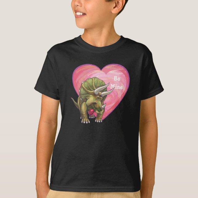 Triceratops In Love Valentine's Day T-Shirt (Front)