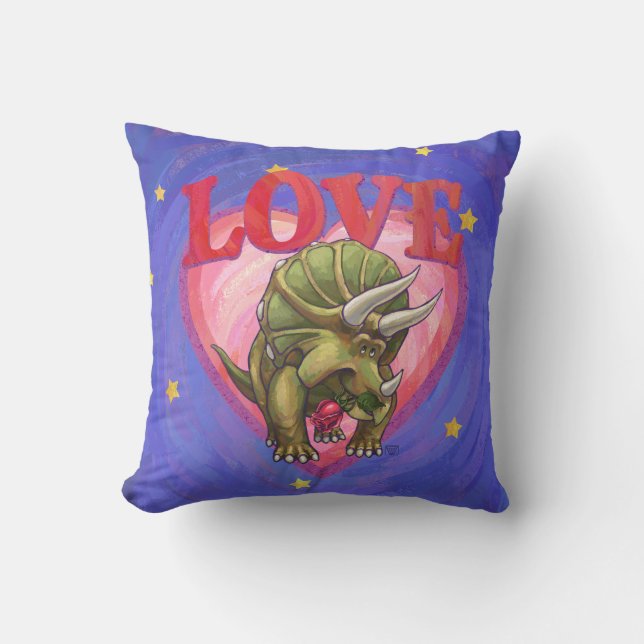 Triceratops Love Personalised Message Pillow (Front)