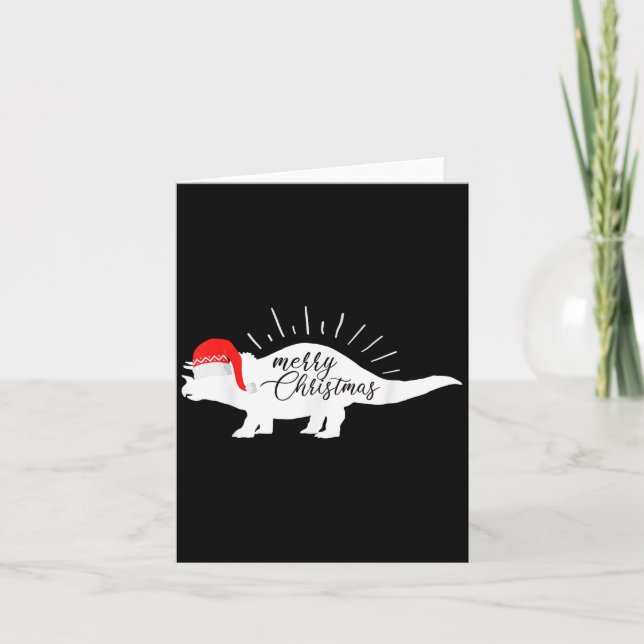 Triceratops Merry Christmas Funny Dinosaur  Card (Front)