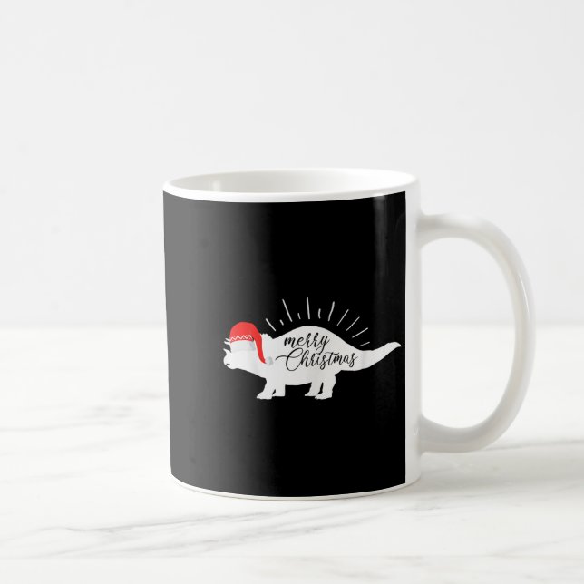 Triceratops Merry Christmas Funny Dinosaur  Coffee Mug (Right)
