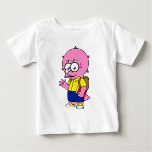 Triceratops Nerd With Backpack And Textbook. Baby T-Shirt