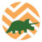 Triceratops on zigzag chevron - Yellow