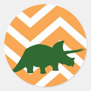 Triceratops on zigzag chevron - Yellow Classic Round Sticker