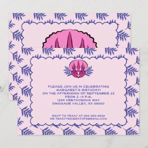 Triceratops Pretty Pink Dinosaur Girl Birthday Invitation