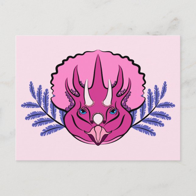 Triceratops Pretty Pink Dinosaur Postcard (Front)