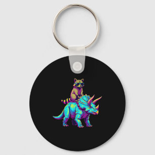 Triceratops Raccoon Dinosaur Chaos Key Ring