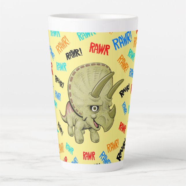 Triceratops says “Rawr!” Latte Mug (Front)